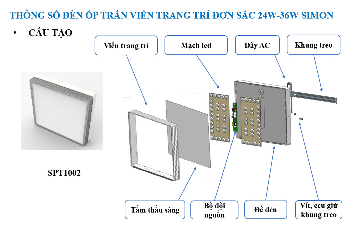 đèn ốp trần vuông